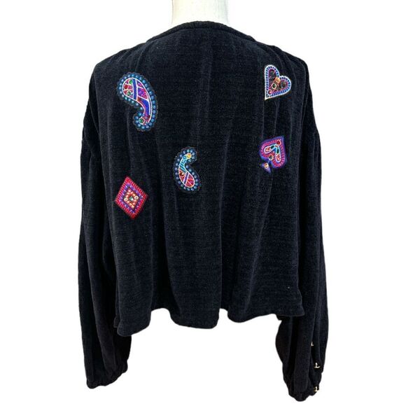 BODE- Vintage Patches Rhinestone Cape Cardigan - Picture 8 of 9